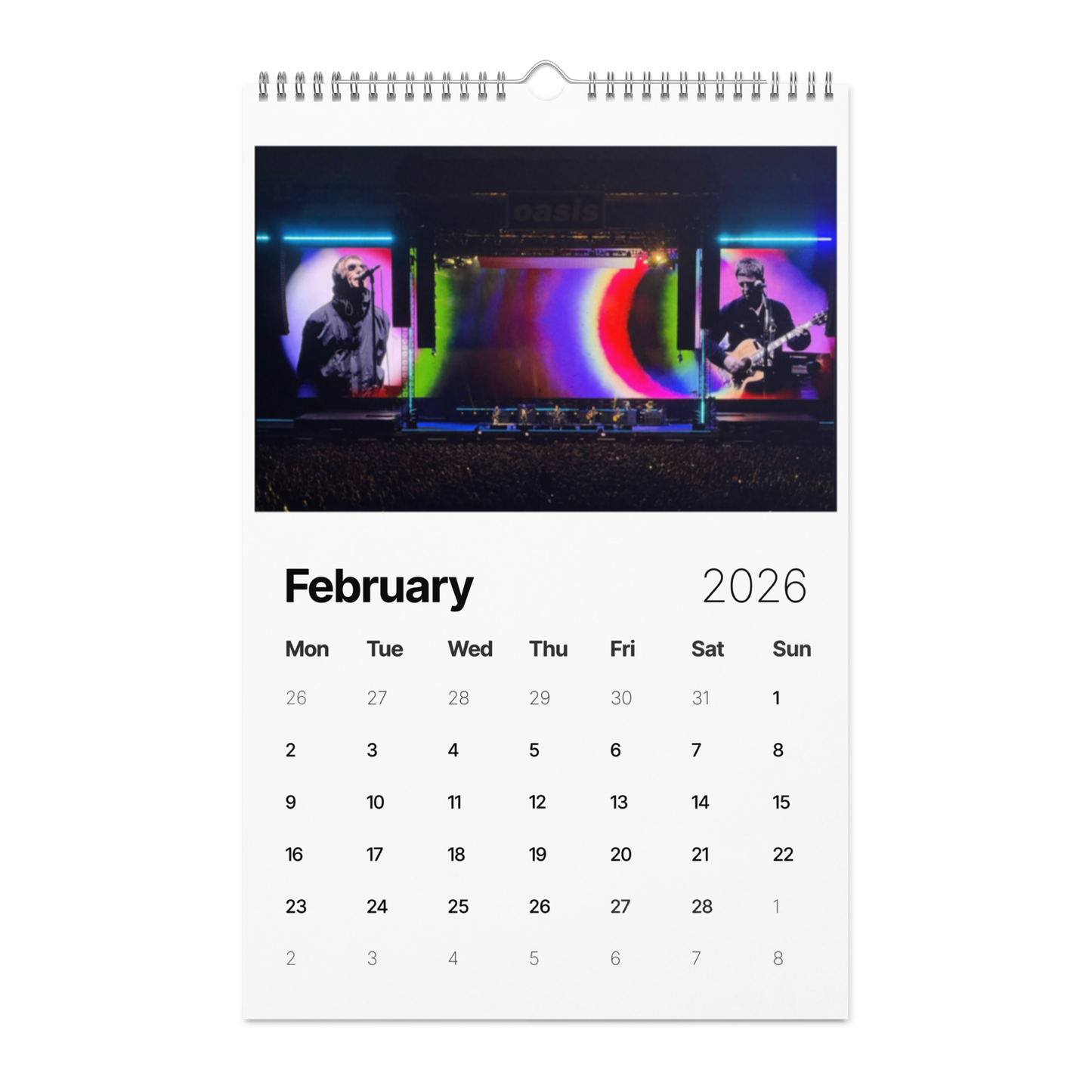 Oasis 2026 Wall Calendar - Live '25 World Tour Photos