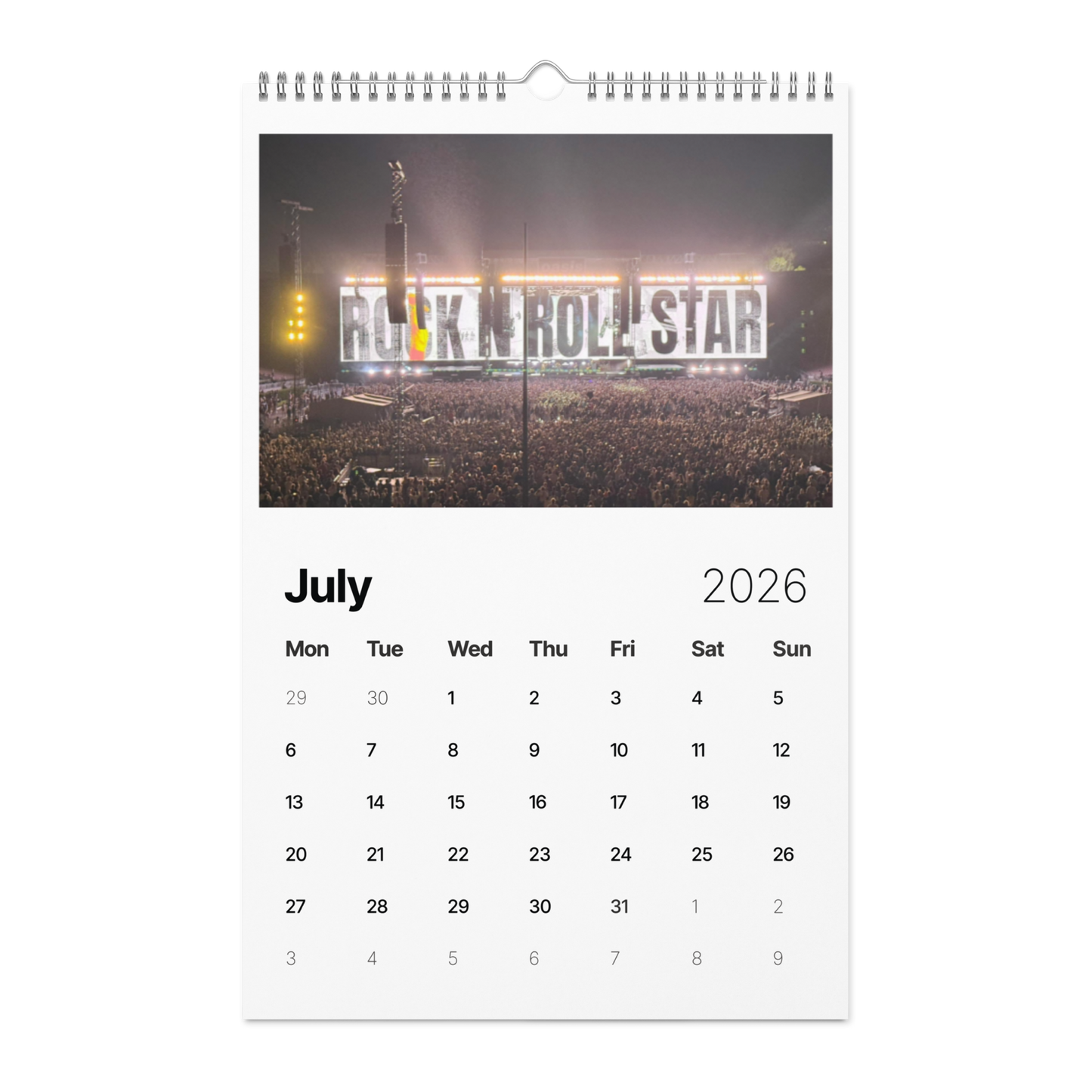 Oasis 2026 Wall Calendar - Live '25 World Tour Photos