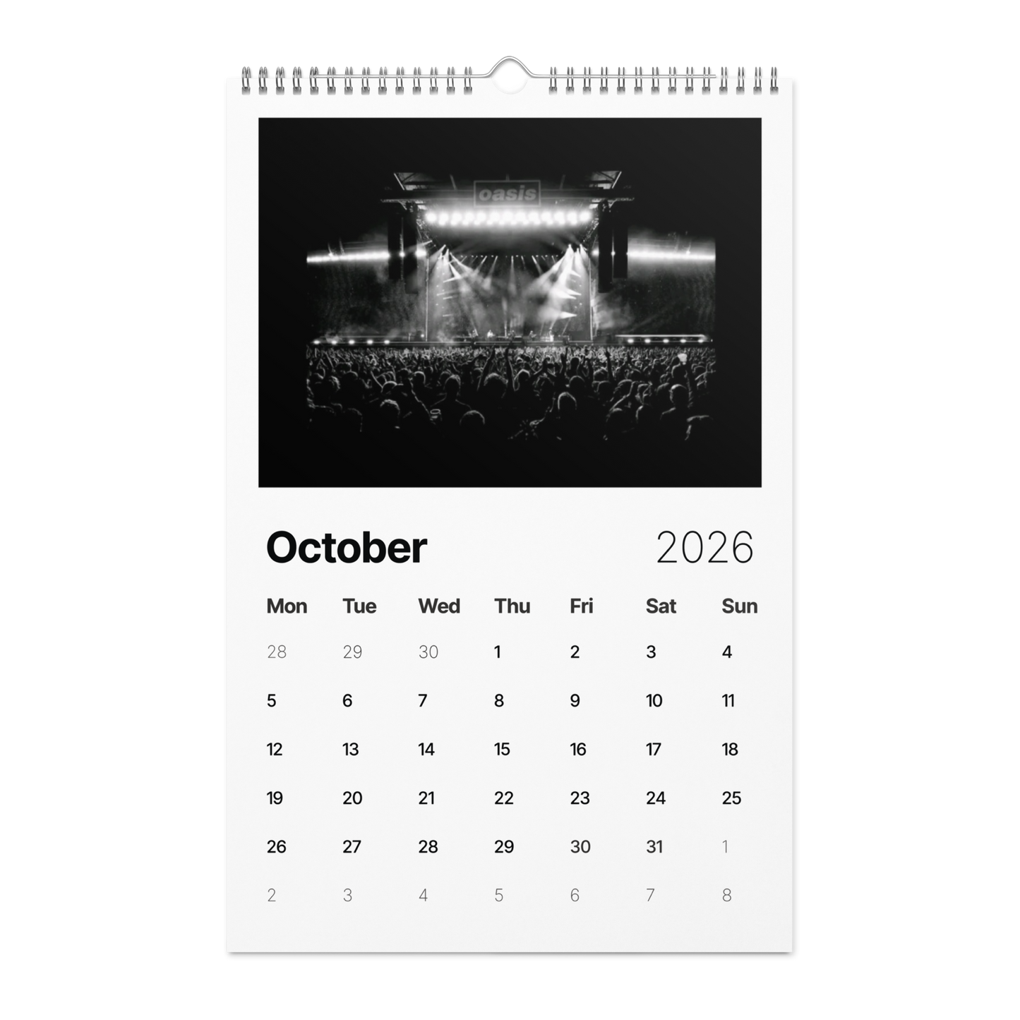 Oasis 2026 Wall Calendar - Live '25 World Tour Photos