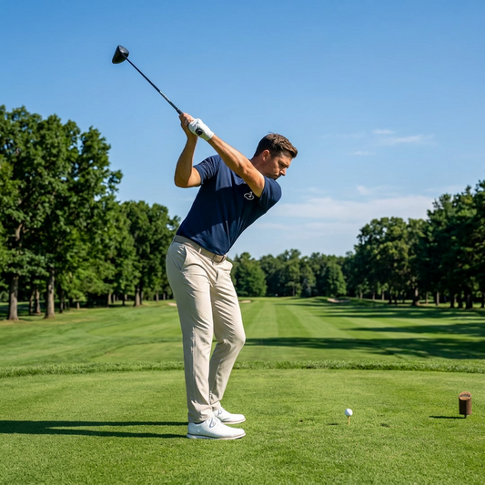 Golfer teeing off