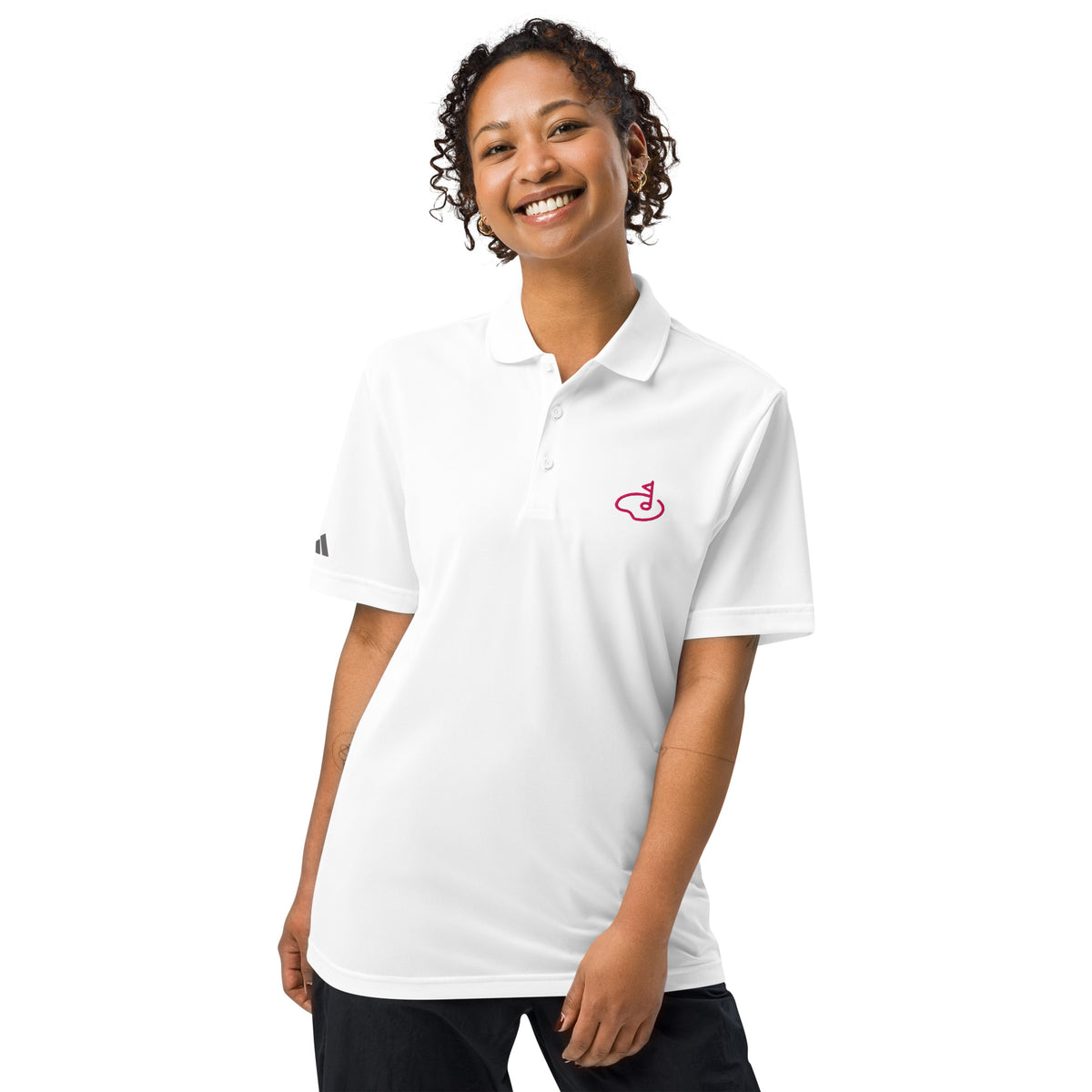 White Golf Polo with Pink accent