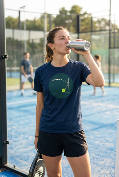 padel player rehydrating following extensive padel game