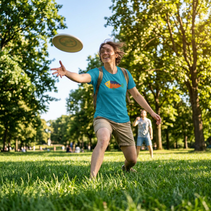 Individual playing frisbee in parkland